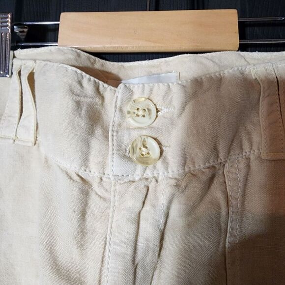 Sundance Sz. 4 New Linen Cotton Blend Organia Lace Pants in Sand Boho Lagenlook - Picture 10 of 16